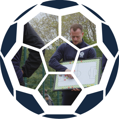 Coach holding up a tactics board